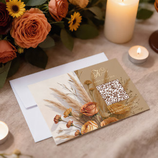 Carte de réponse QR code pour mariage automnal cha
