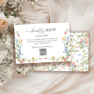 Carte de réponse QR Code pour mariage aux fleurs s