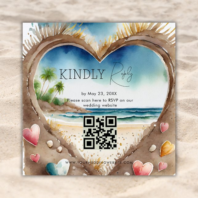 Carte de réponse QR Code pour un mariage tropical  (Créateur téléchargé)