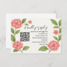 Carte de réponse QR Code rose vibrant petit budget