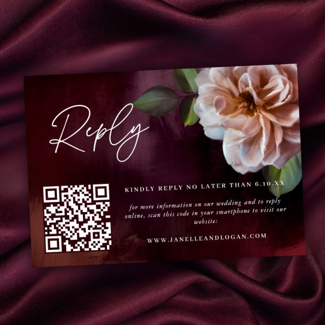 Carte de réponse QR du Mariage floral rustique fon (Créateur téléchargé)