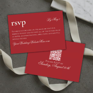 Carte de réponse QR pour mariage en rouge élégant 