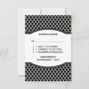 Carte de réponse Quatrefoil Purple Elegant