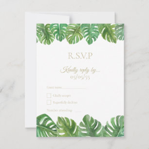 Carte de réponse R.S.V.P pour mariage tropical