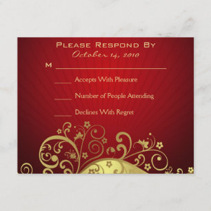 Carte de réponse Red et Gold Swirl