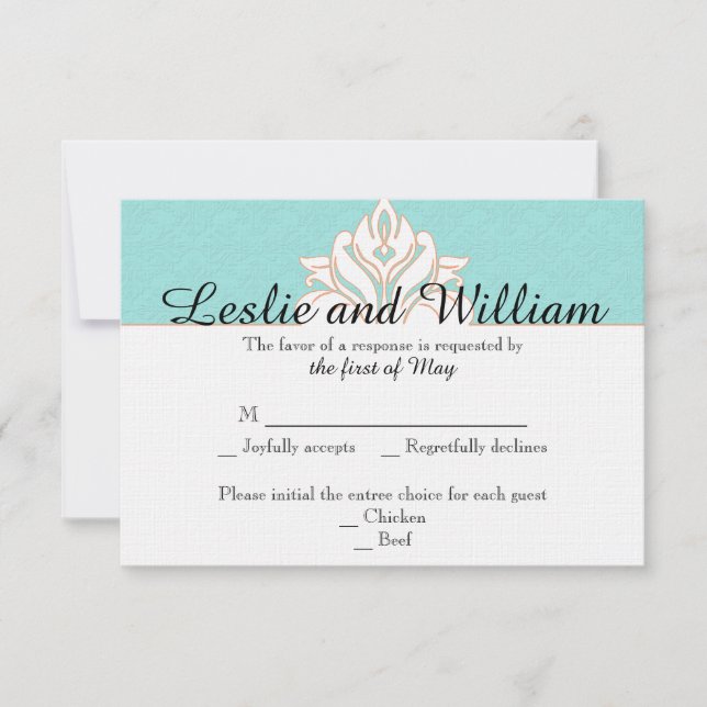 Carte de réponse Robin Egg Blue Orange Mariage dam (Devant)