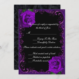 Carte de réponse Rose élégante Goth Purple