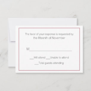 Carte de réponse Rose et Mariage blanc Dusty