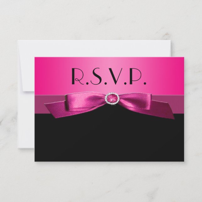 Carte de réponse rose et noire (Devant)