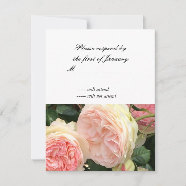 Carte de réponse Rose rose et crème (Devant)