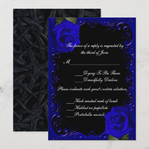 Carte de réponse Roses bleues gothiques élégantes