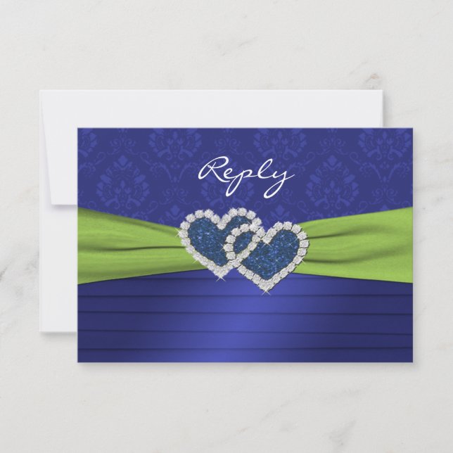 Carte de réponse Royal Blue Pleins et Lime - petit (Devant)