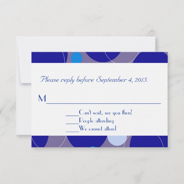 Carte de réponse royale Retro Blue Circles & Ovals (Devant)