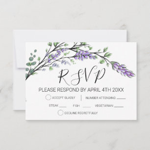 Carte de réponse RSVP à la lavande et à l'eucalypt