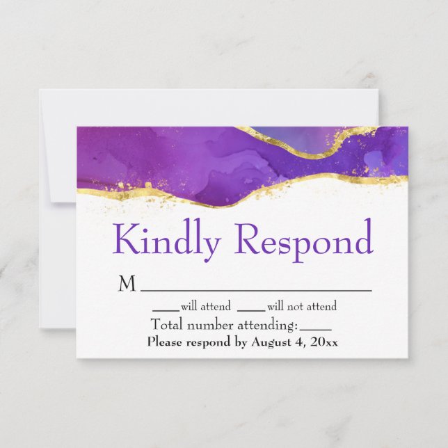 Carte de réponse RSVP à l'encre abstraite Fuchsia  (Devant)