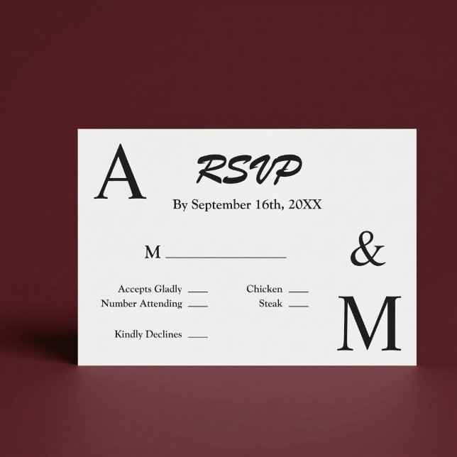 Carte de réponse RSVP à monogramme avec typographi (Créateur téléchargé)