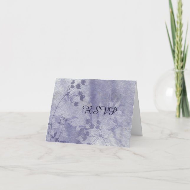 Carte de réponse RSVP à motif floral bleu pour réc (Devant)