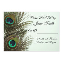 Carte de réponse RSVP à plume de paon