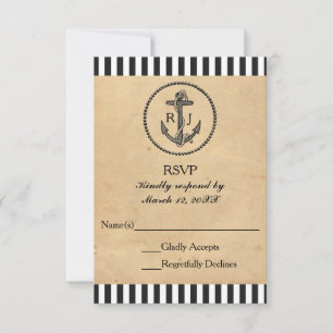 Carte de réponse RSVP - Ancre nautique vintage