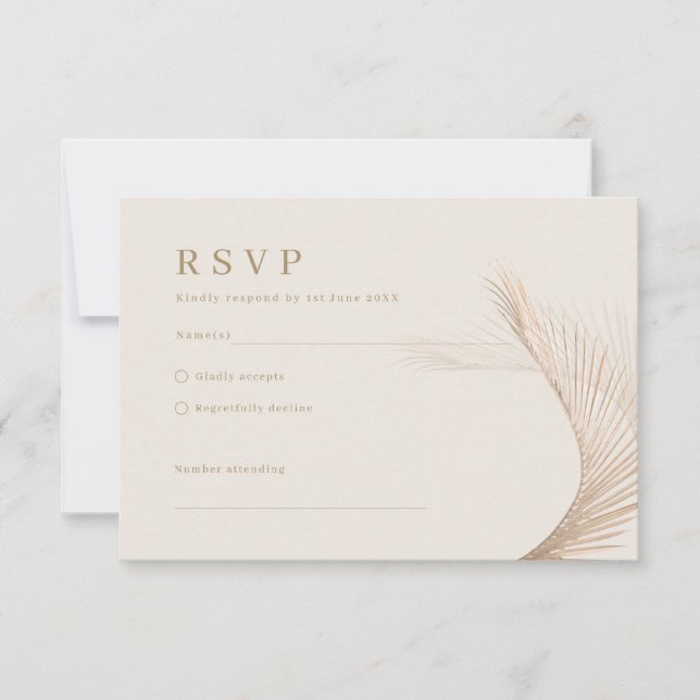 Carte de réponse RSVP aux feuilles de palmier simp (Devant)