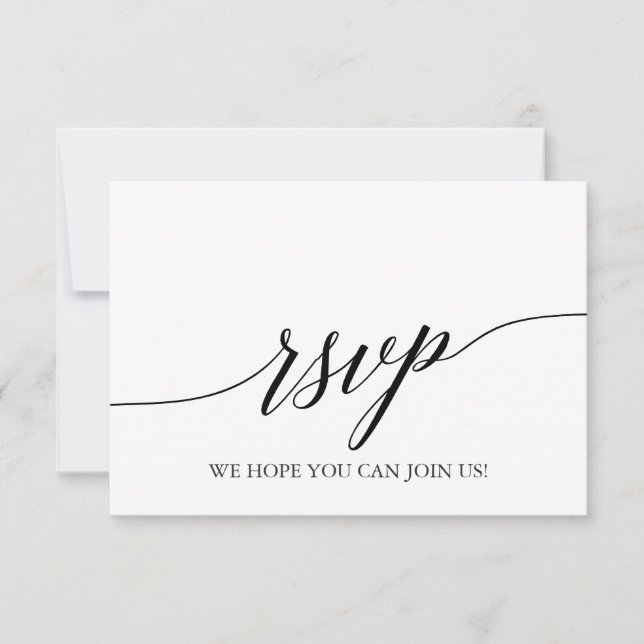 Carte de réponse RSVP avec calligraphie noire élég (Devant)