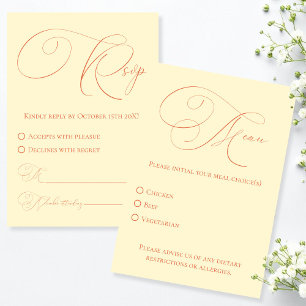 Carte de réponse RSVP avec choix de repas Couleurs