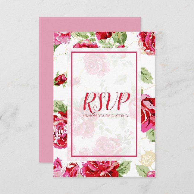 Carte de réponse RSVP avec impression florale de r (Devant / Derrière)