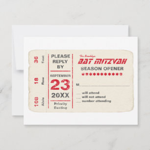 Carte de réponse RSVP Bat mitzvah Sports Star en r