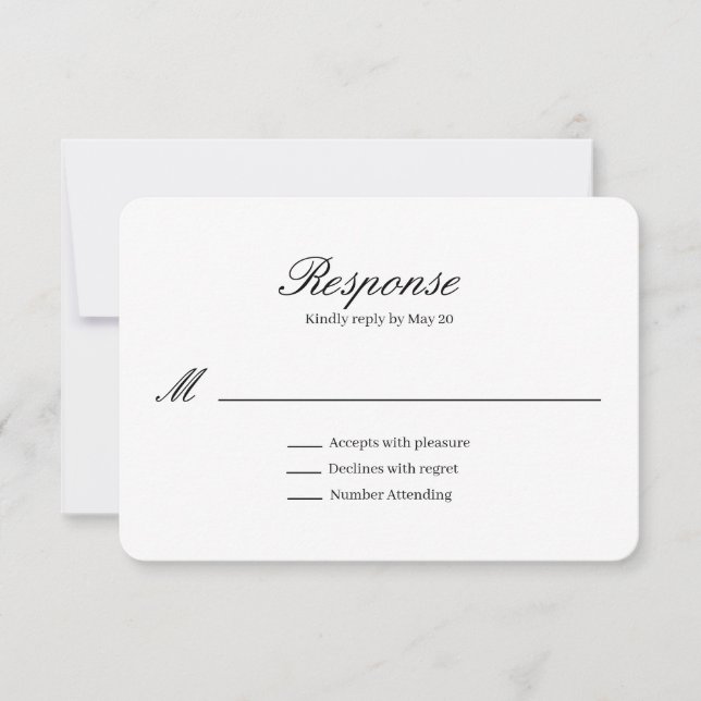 Carte de réponse RSVP beige élégante (Devant)