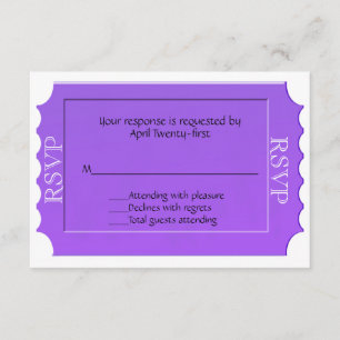 Carte de réponse RSVP Billet tout usage pourpre