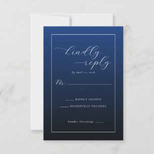 Carte de réponse RSVP bleu marine formelle
