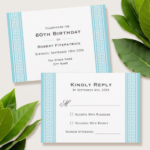 Carte de réponse RSVP Bleu pour fête d'anniversair