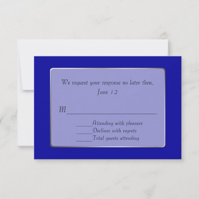 Carte de réponse RSVP bleu royal et argent (Devant)