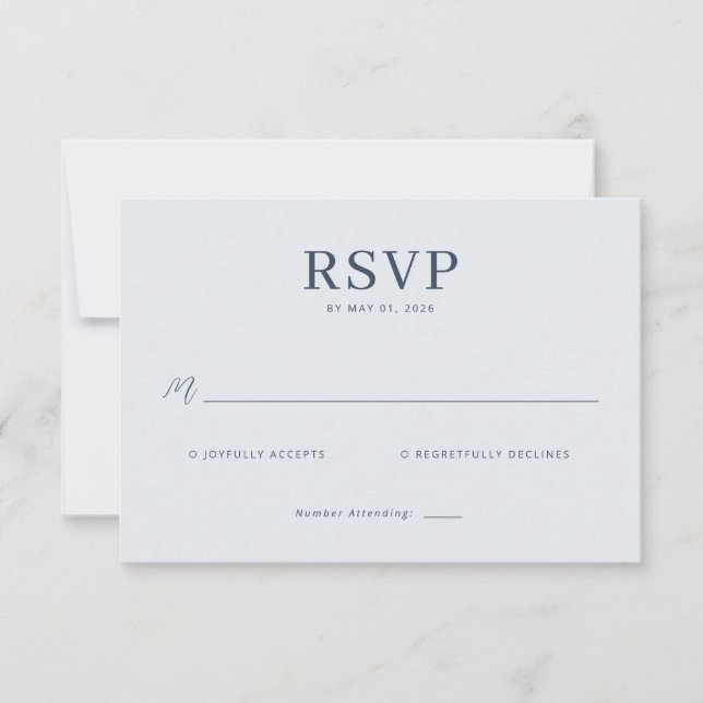 Carte de réponse RSVP Bleue Élégante (Devant)