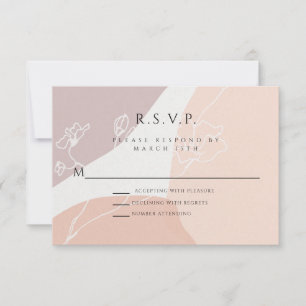 Carte de réponse RSVP botanique pêche rose moderne
