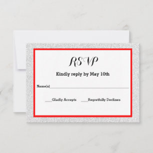 Carte de réponse RSVP - Cadre rouge et paillettes