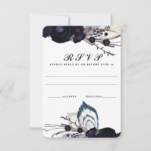 Carte de réponse RSVP Chic Purple Floral Winter We (Devant)