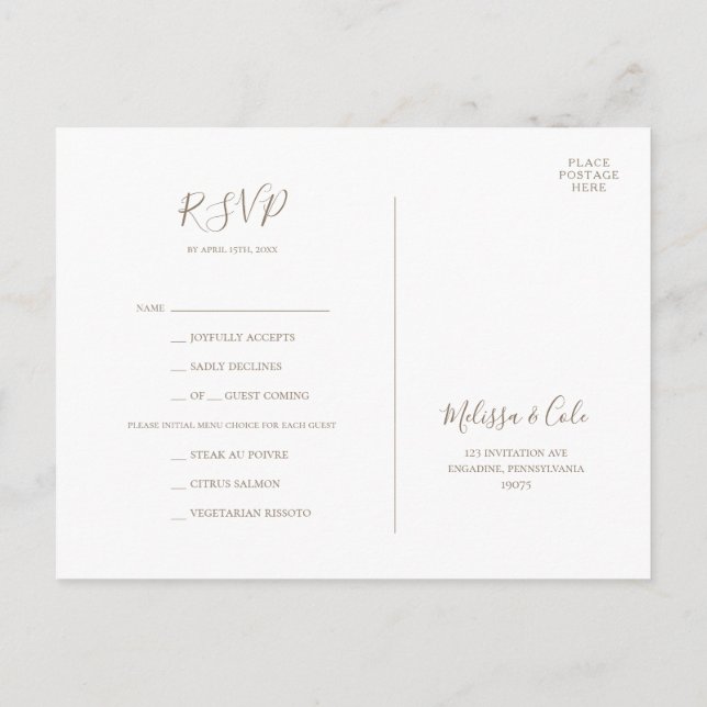 Carte de réponse RSVP | Choix de menu kraft Hiver  (Dos)