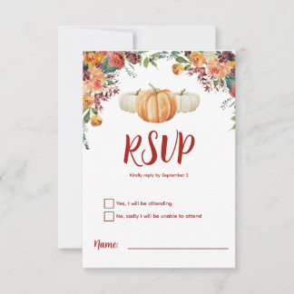 Carte de réponse RSVP Citrouille Fall Little