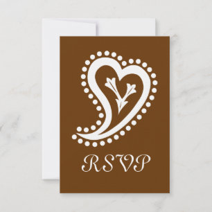 Carte de réponse RSVP Cœurs Paisley Chocolatés