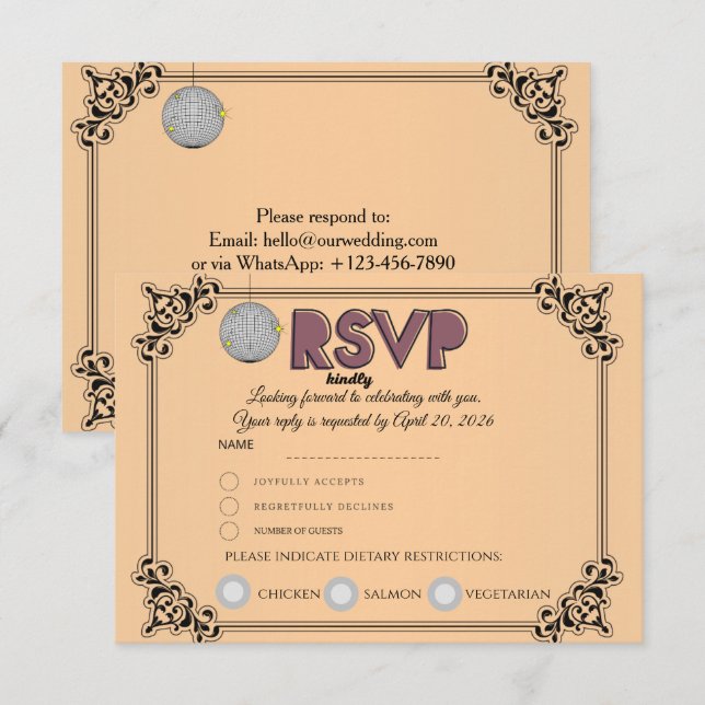 Carte de réponse RSVP | Confirmer la présence et l (Devant / Derrière)
