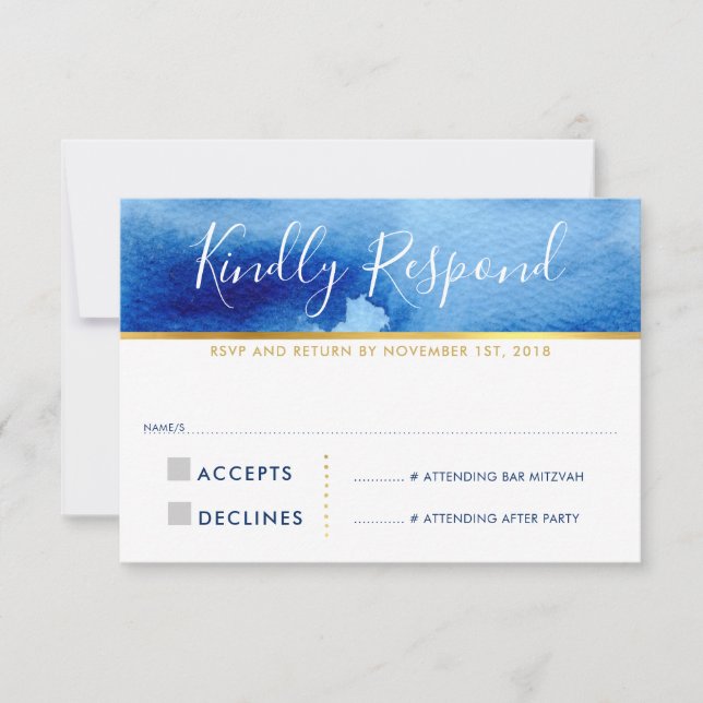 CARTE DE RÉPONSE RSVP couleur bleu clair (Devant)