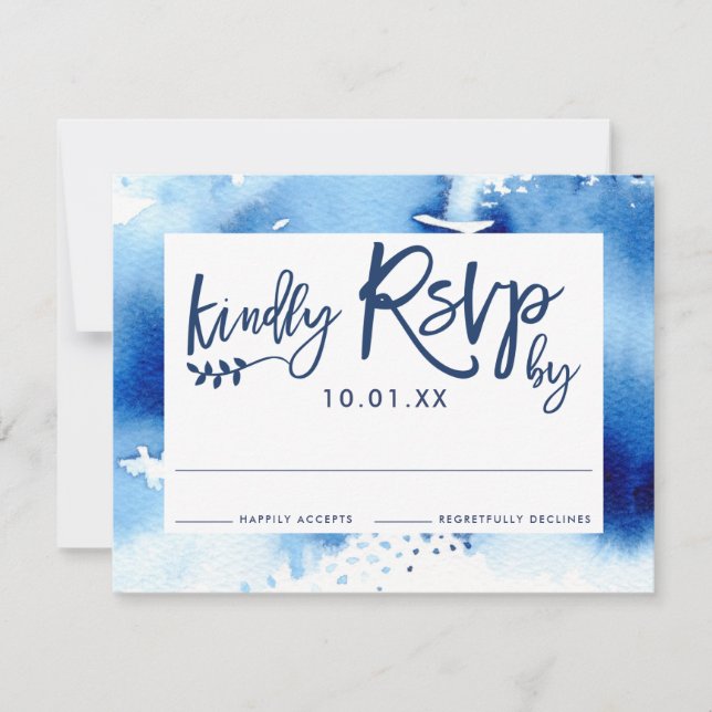 CARTE DE RÉPONSE RSVP couleur bleu marine design (Devant)