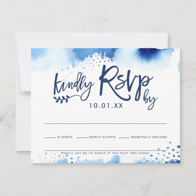 CARTE DE RÉPONSE RSVP couleur bleu marine design (Devant)
