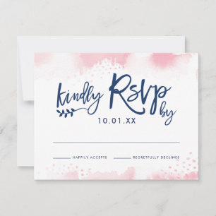 CARTE DE RÉPONSE RSVP couleur marine rose