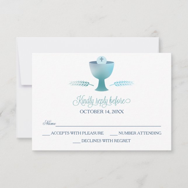 Carte de réponse RSVP de la première sainte commun (Devant)