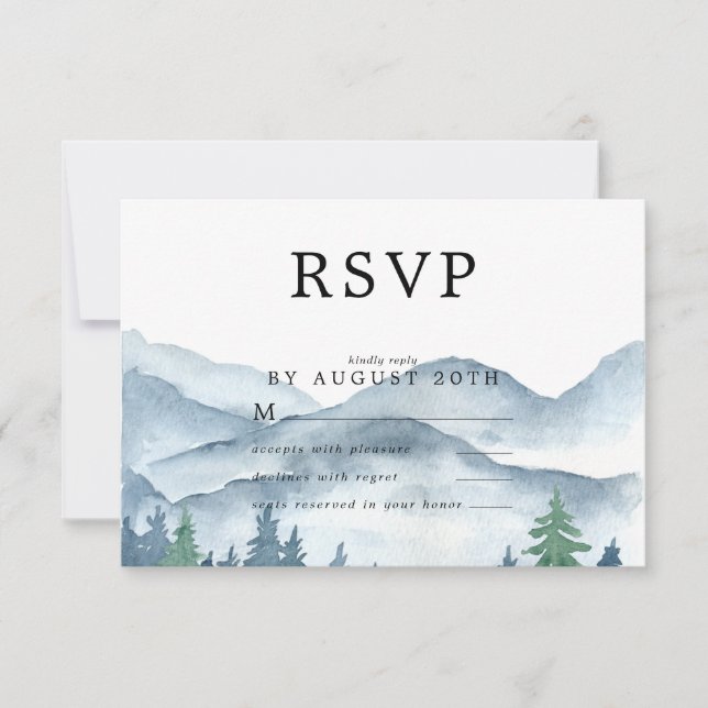 Carte de réponse RSVP de mariage à la forêt aquare (Devant)