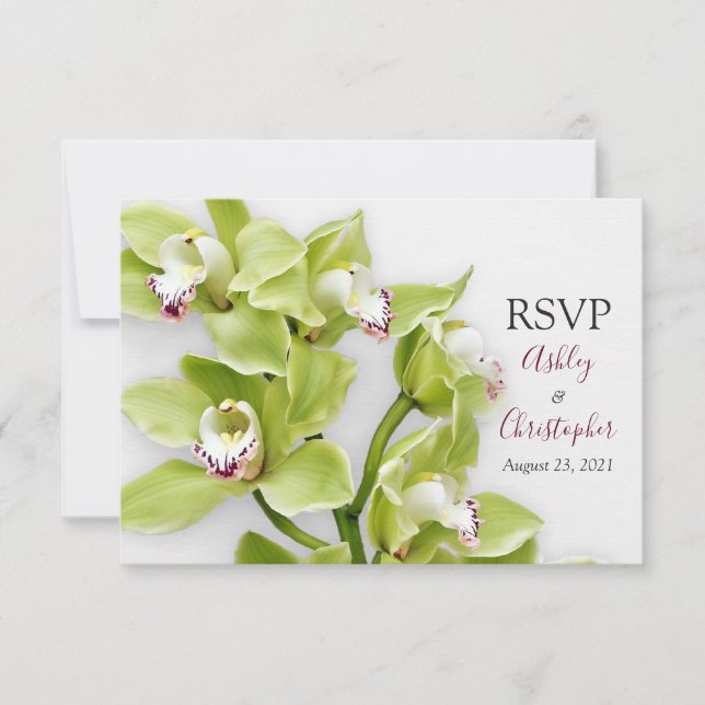 Carte de réponse RSVP de mariage à l'orchidée Cymb (Devant)