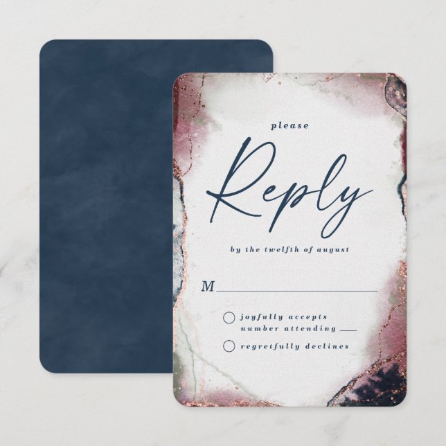 Carte de réponse RSVP de mariage Abstrait en Bourg (Devant / Derrière)
