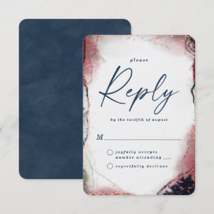 Carte de réponse RSVP de mariage Abstrait en Bourg